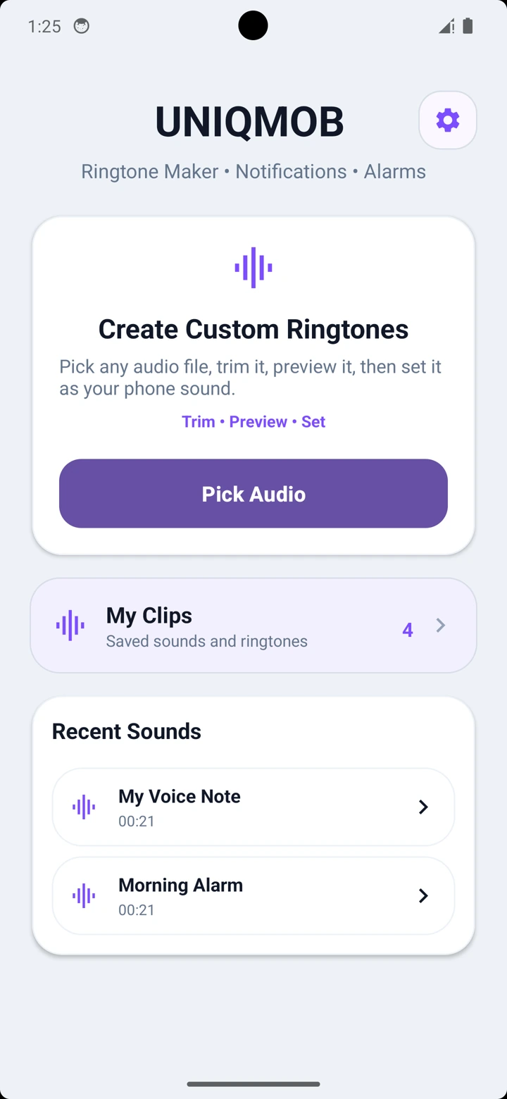 Ringtone Maker home screen