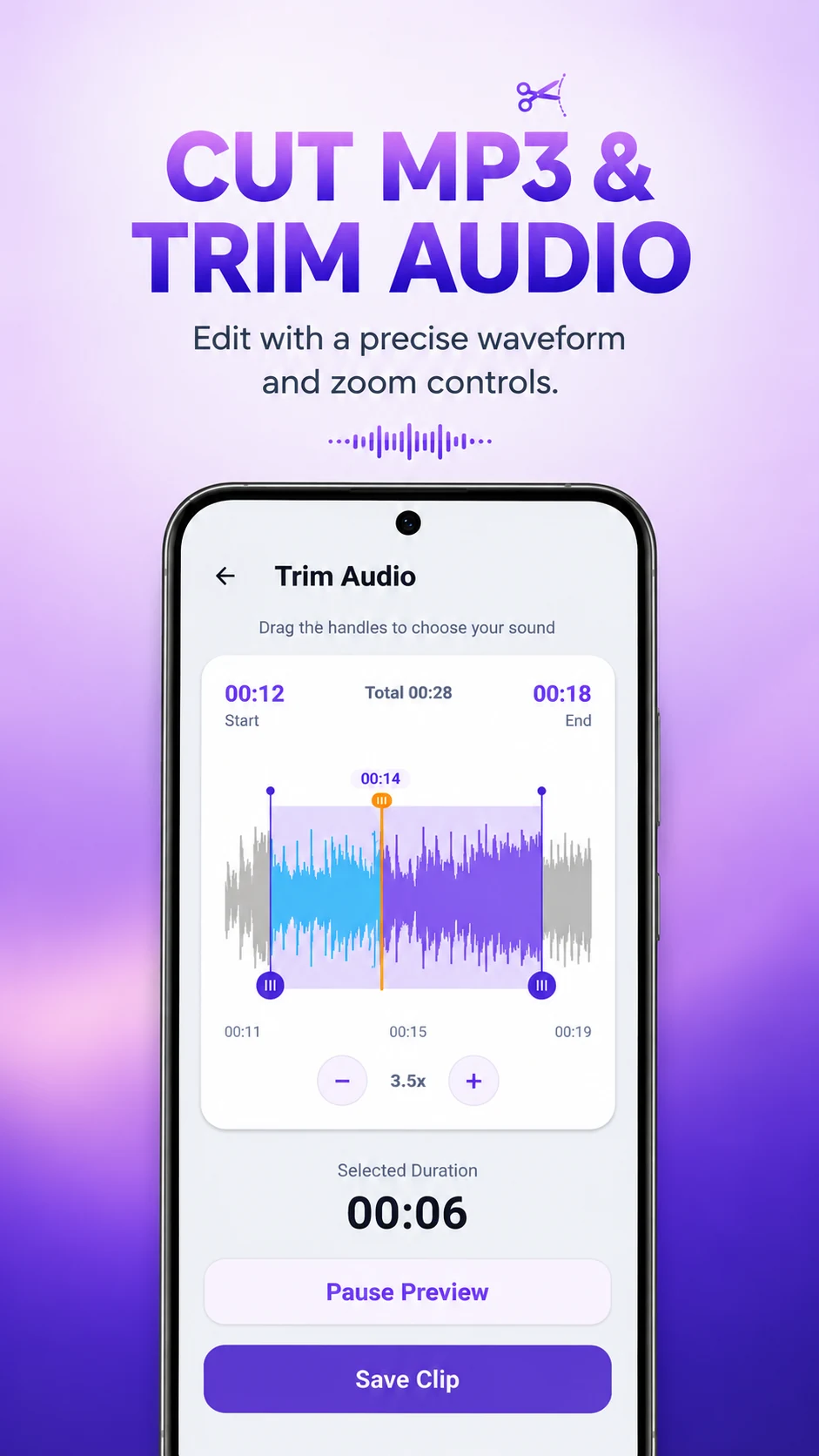 Precise waveform audio editor
