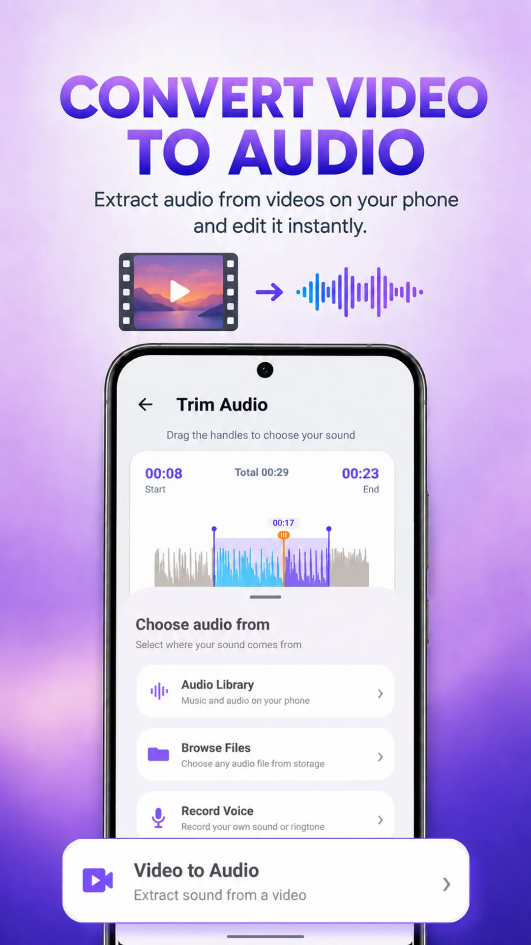 Convert video to audio and edit the extracted sound